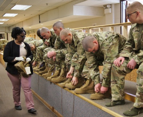 army recruits are issued boots in basic training
