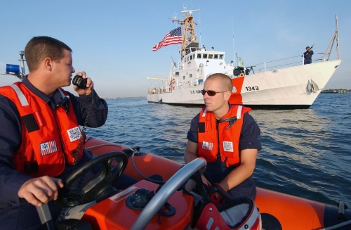 coast guard boatswains mate at work