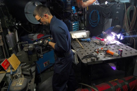 navy hull technicians at work