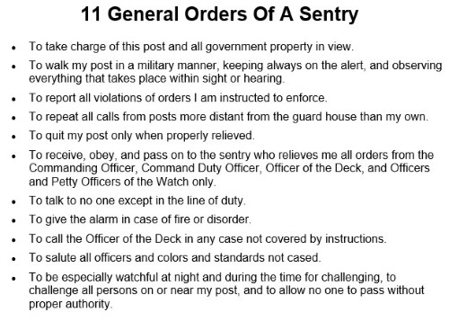 11 general orders of a sentry