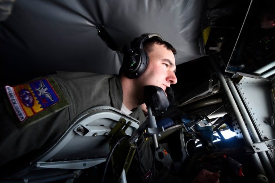 an in flight refueling specialist at work