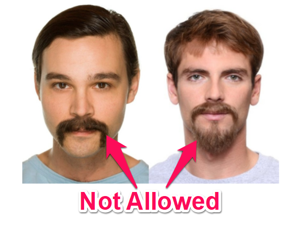 handlebar mustaches and goatees are not allowed in the US Navy
