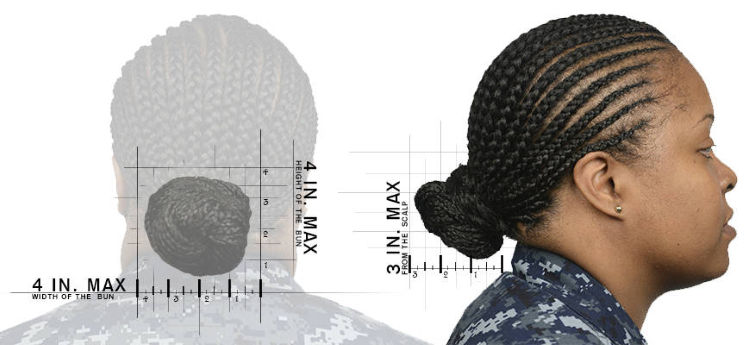 navy female hair bun regulations and standards