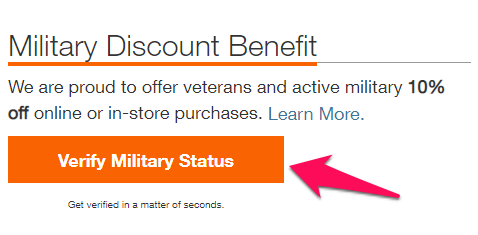 military discount benefit button