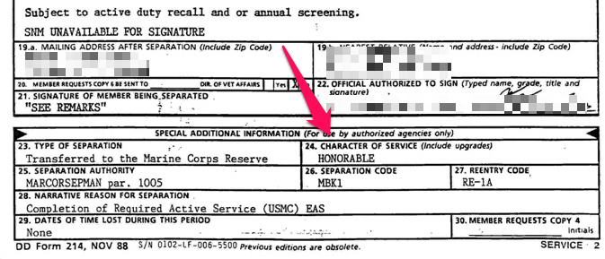 where is your military discharge on a dd 214