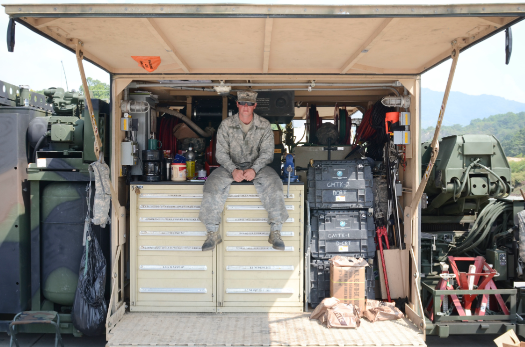 an M1 Abrams Tank System Maintainer at work