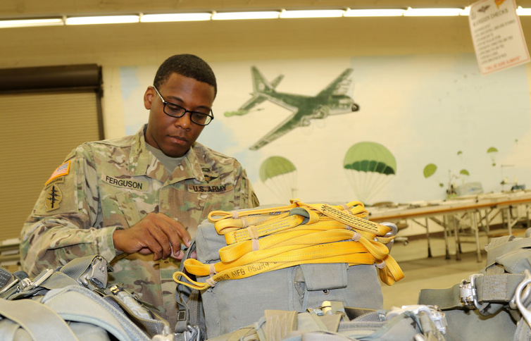 an Parachute Rigger at work