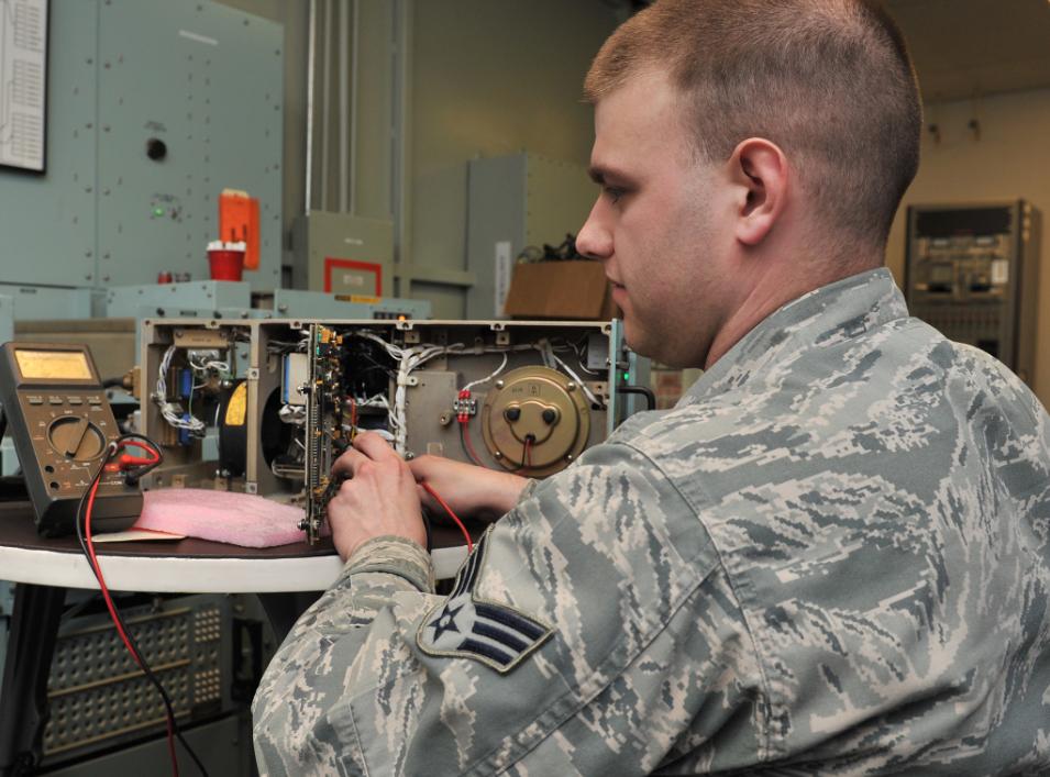 an Land Combat Electronic Missile System Repairer at work