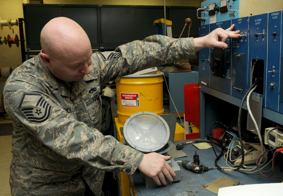 an Aircraft Electrician at work