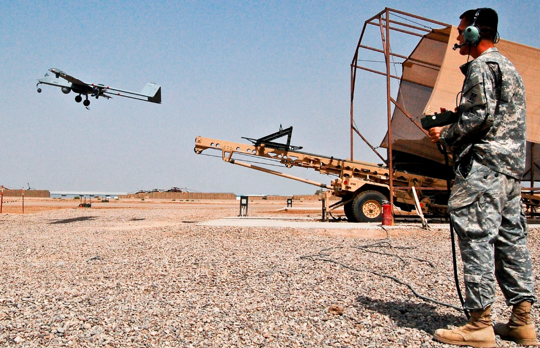 an CH-47 Unmanned Aerial Vehicle (UAV) Operator (15W) at work