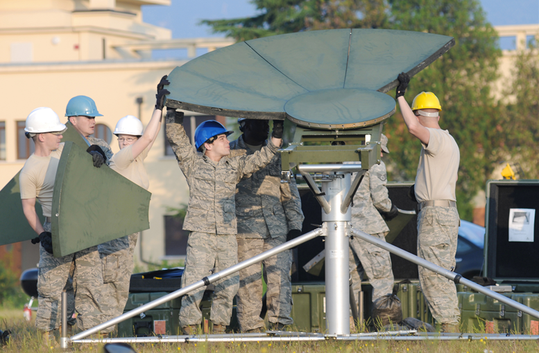 an Satellite Commo System Operator/Maintainer at work