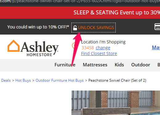 ashley furniture unlock savings