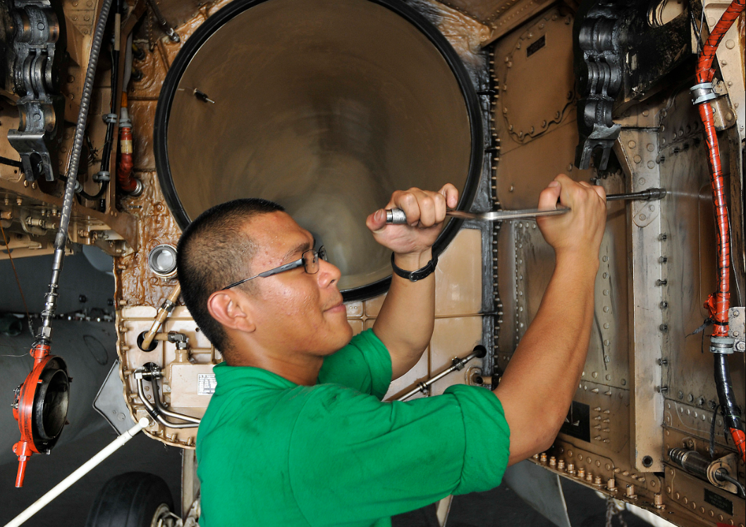 an Aviation Structural Mechanic - Equipment at work