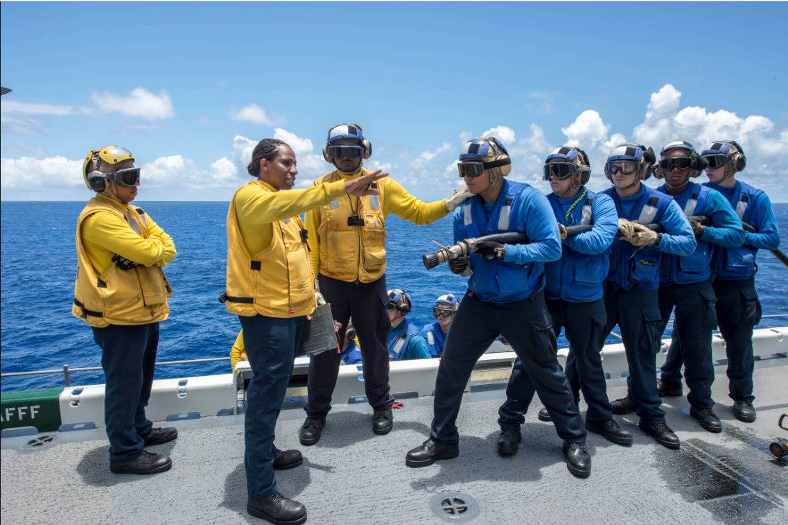 an Aviation Boatswains Mate at work