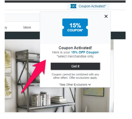 overstock activated coupon code