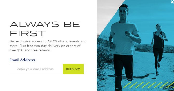 asics email signup form
