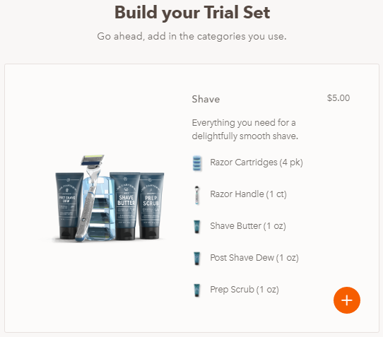 dollar shave club - build your trial set