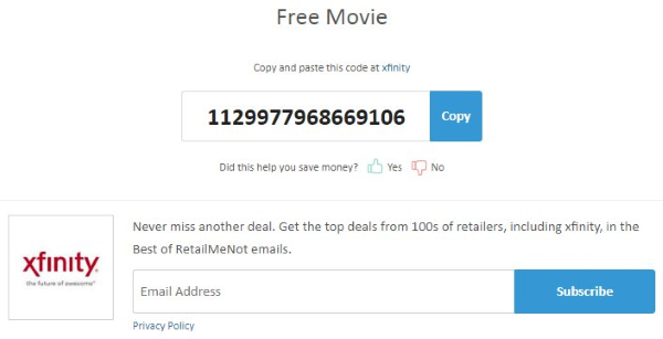 free xfinity movie discount coupon