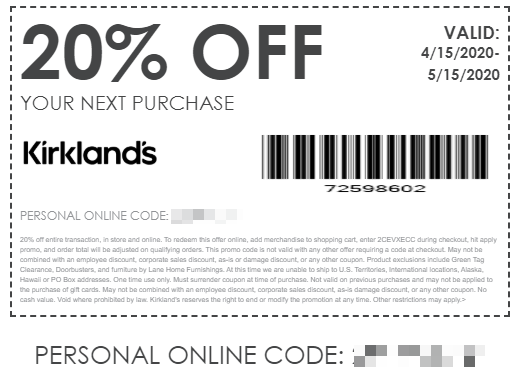 kirklands military discount code