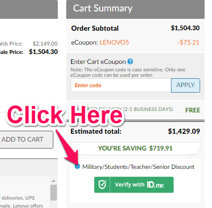lenovo military student teacher senior discount button at checkout