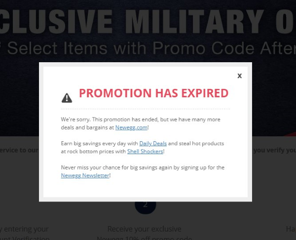 newegg military discount has expired