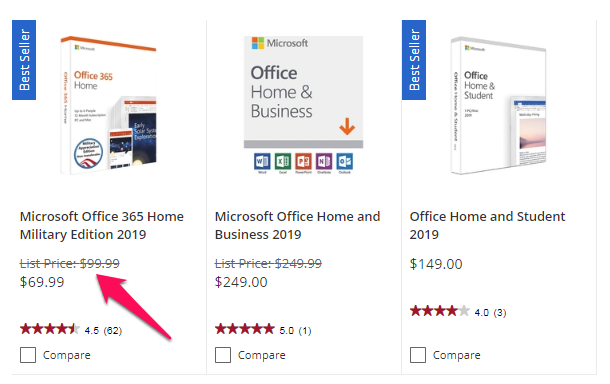 office 365 military discount