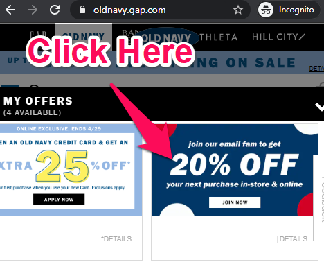 old navy email discount