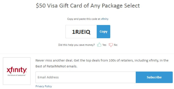 visa gift card for xfinity offers