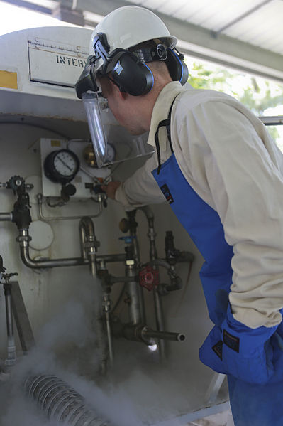 A Cryogenics Equipment Operator at work