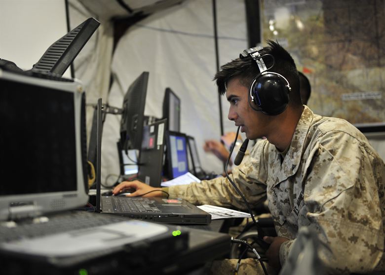 A Field Artillery Radar Operator Operator at work