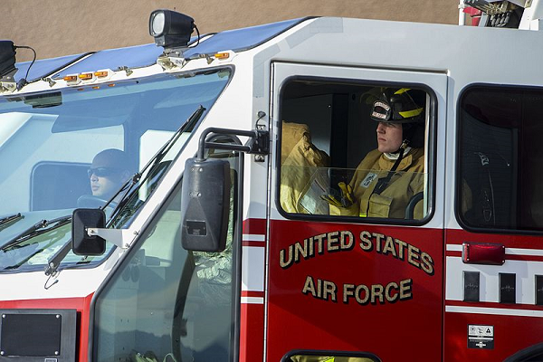 air force firefighter at work