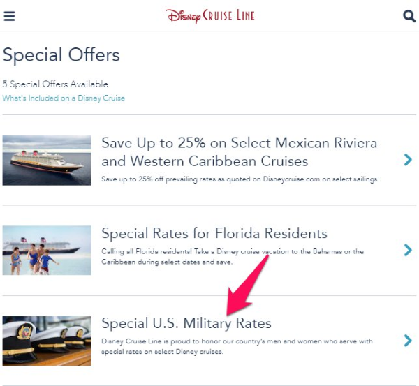 disney cruise special military rates
