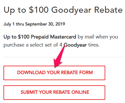 goodyear tires rebate form