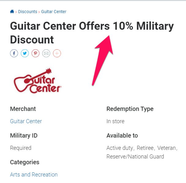 guitar center military dot com