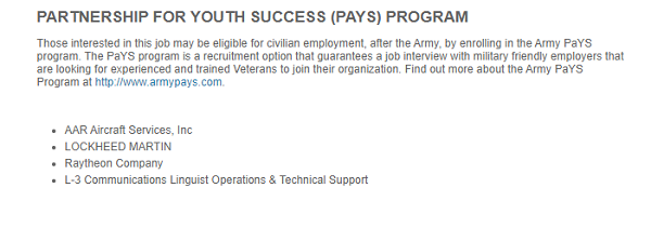 Army PAYS