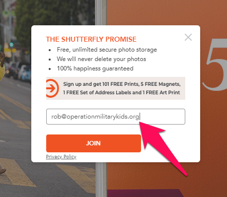 shutterfly military discount