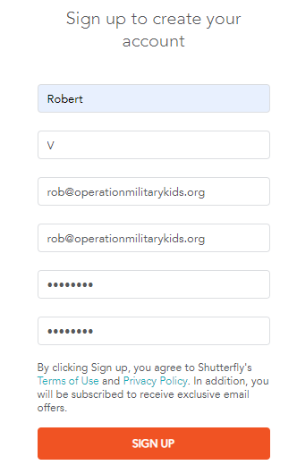 shutterfly signup