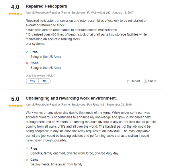 Indeed job reviews for MOS 15D