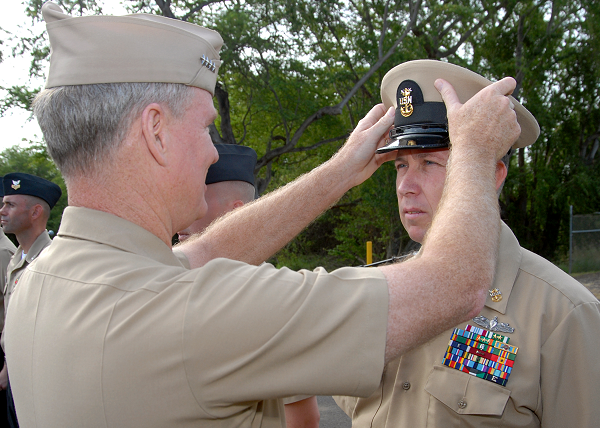 Navy CTN during an awards ceremony