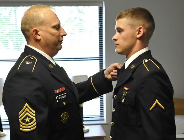 Uniform Inspection of MOS 15D Soldier during training