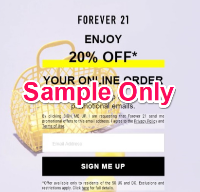 forever 21 discount code signup