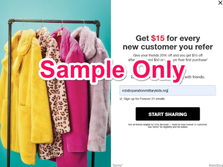 forever 21 refer a friend email