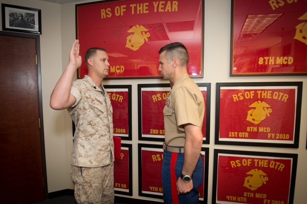 Marine pins meritorious promotion