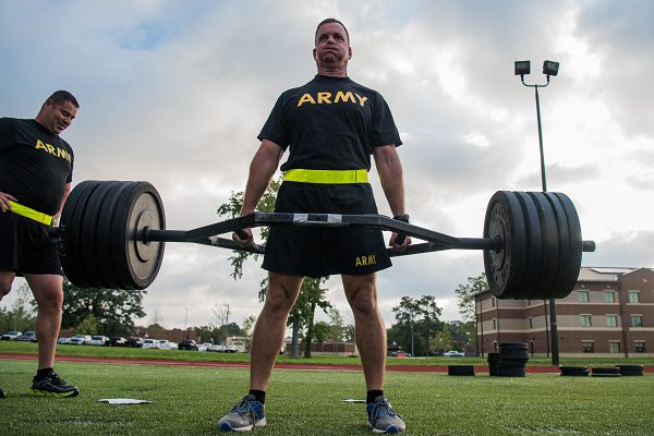Soldier Performs Deadlift for the Army Combat Fitness Test (ACFT)