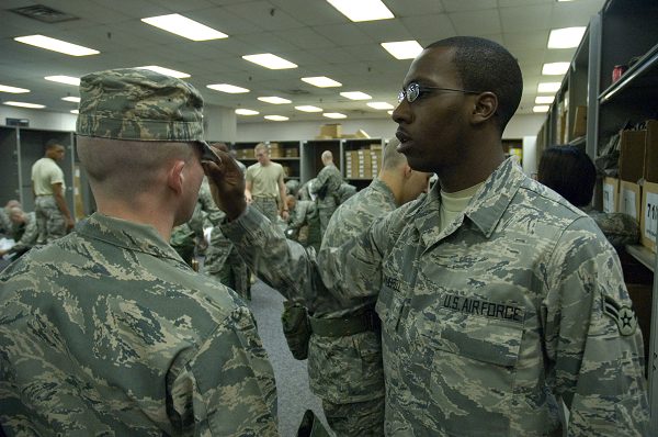 Air Force boot camp Initial uniform issue includes a clothing fit check