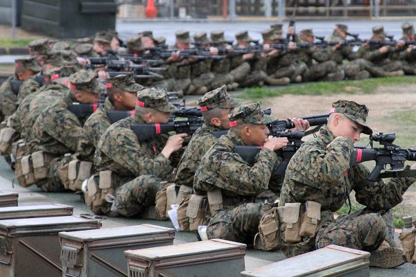 Recruit Training snap in to simulate the following week's shooting for the USMC Rifle Qualification