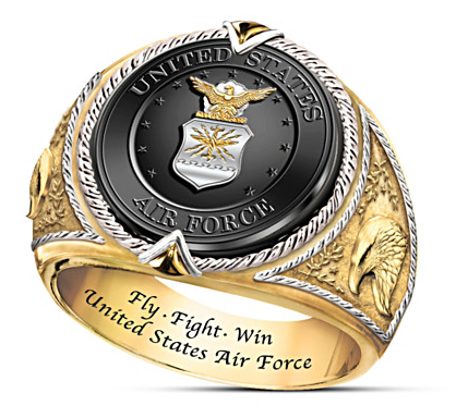 U. S. Air Force Fly Fight Win Tribute Ring