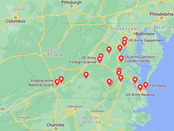 army bases in virginia