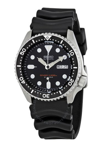 automatic black dial black rubber mens watch