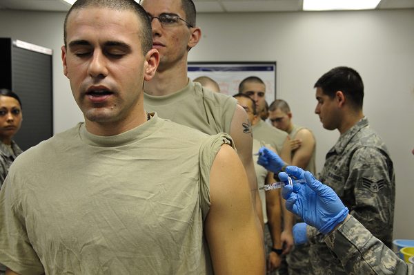 recruits receive multiple immunizations to prevent illness and disease